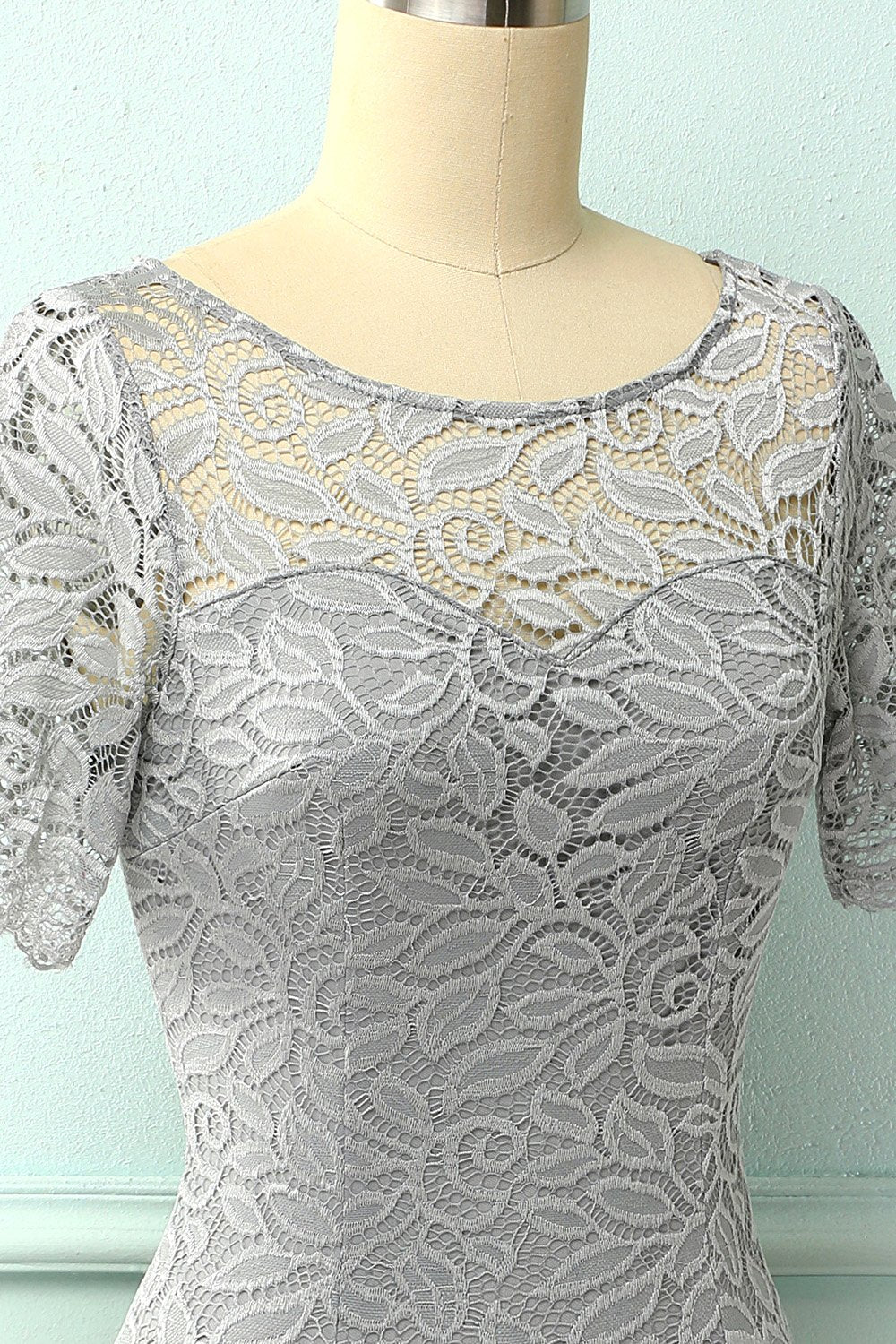 Grey Bodycon Lace Dress