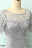 Grey Bodycon Lace Dress
