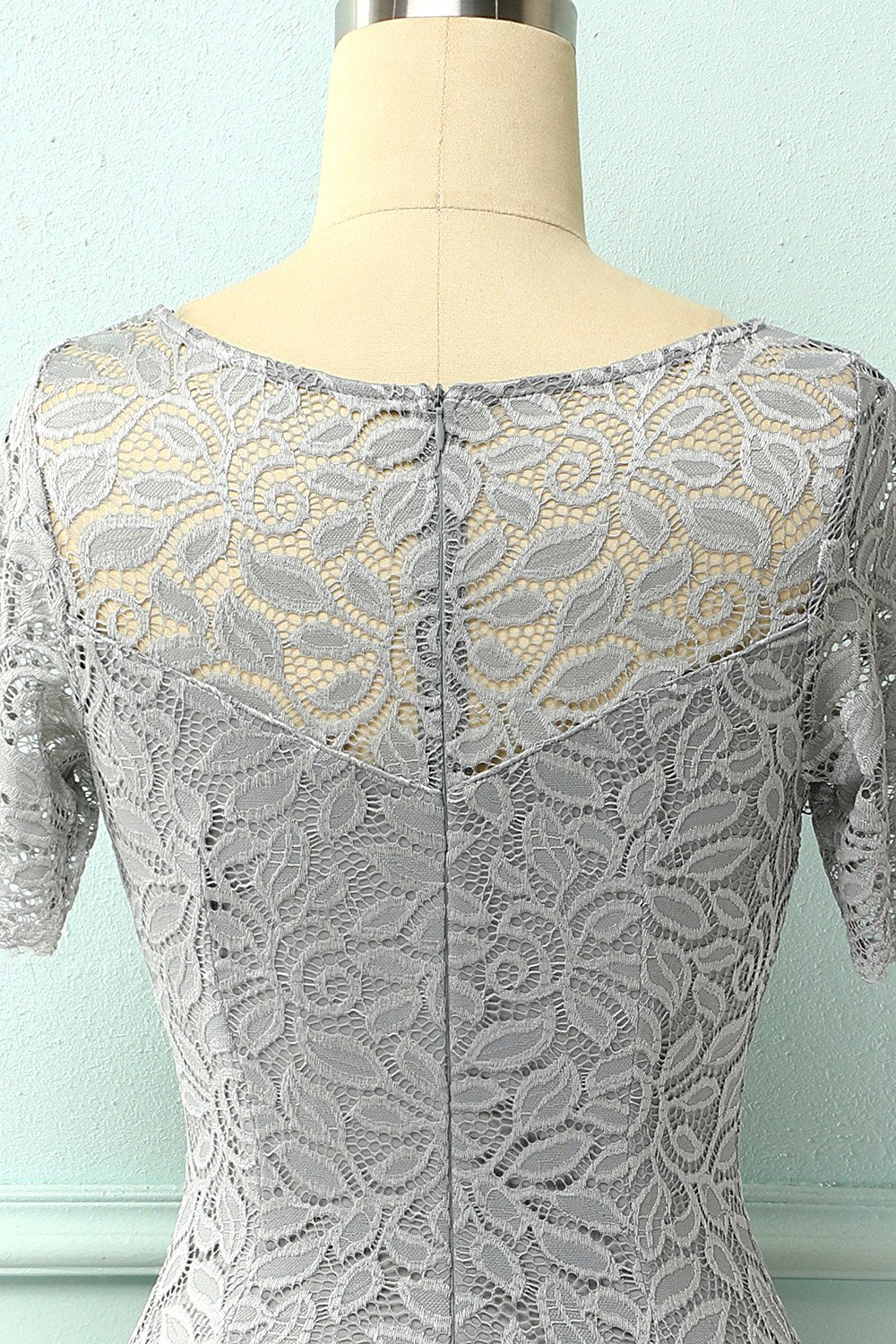 Grey Bodycon Lace Dress