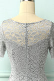 Grey Bodycon Lace Dress