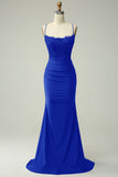 Mermaid Halter Dark Red Prom Dress with Appliques