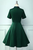 Green Plaid Swing Vintage 1950s Dress
