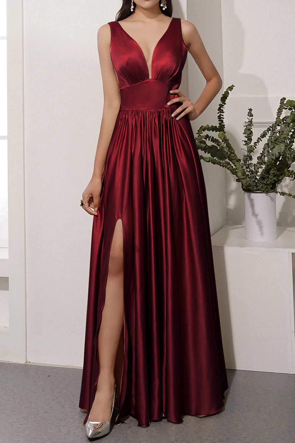 Golden Satin Long Dress