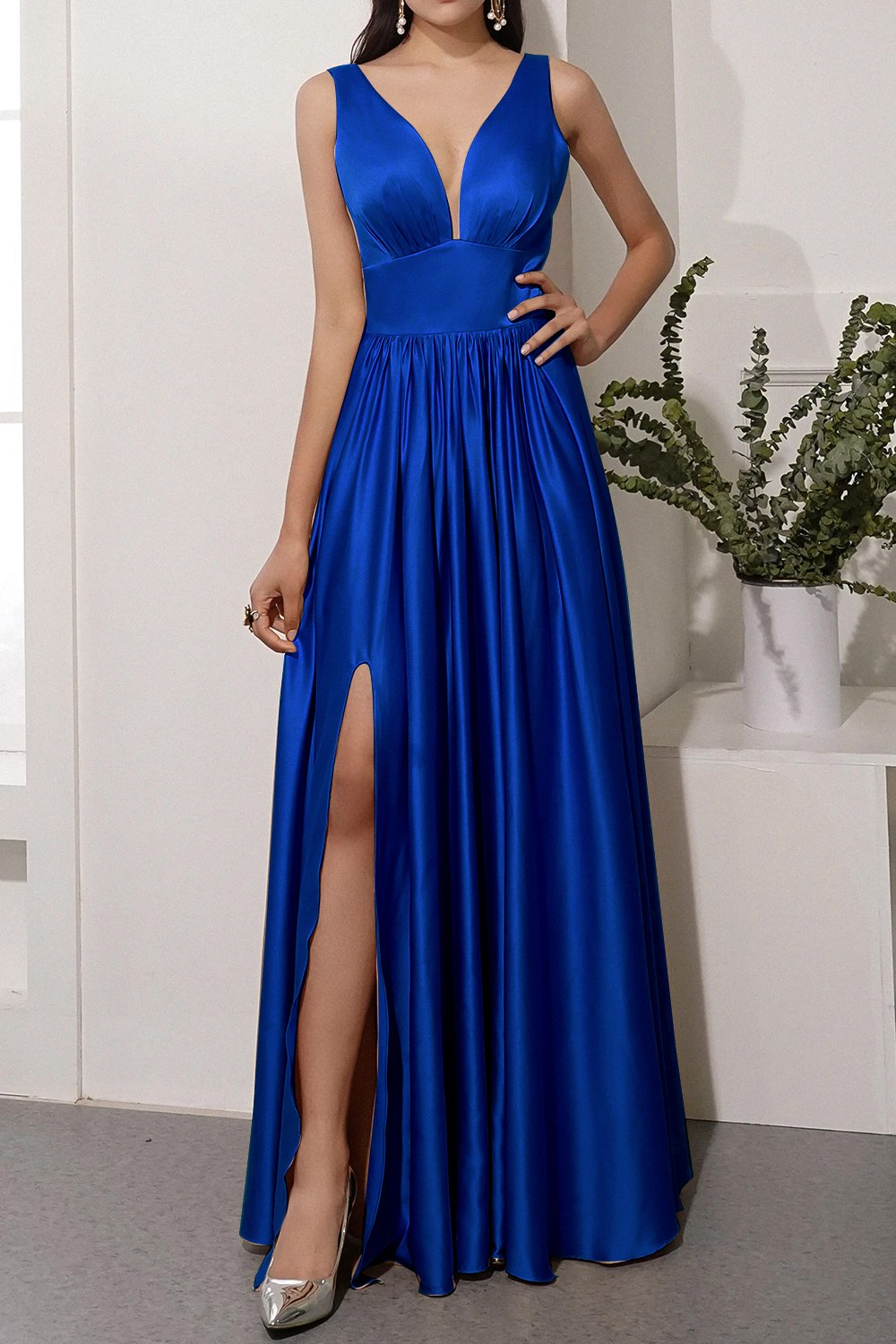 Golden Satin Long Dress