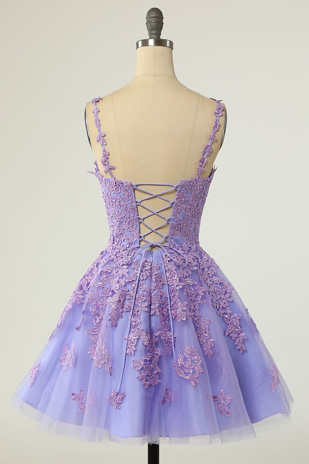A Line Spaghetti Straps Purple Short Cocktail Dress