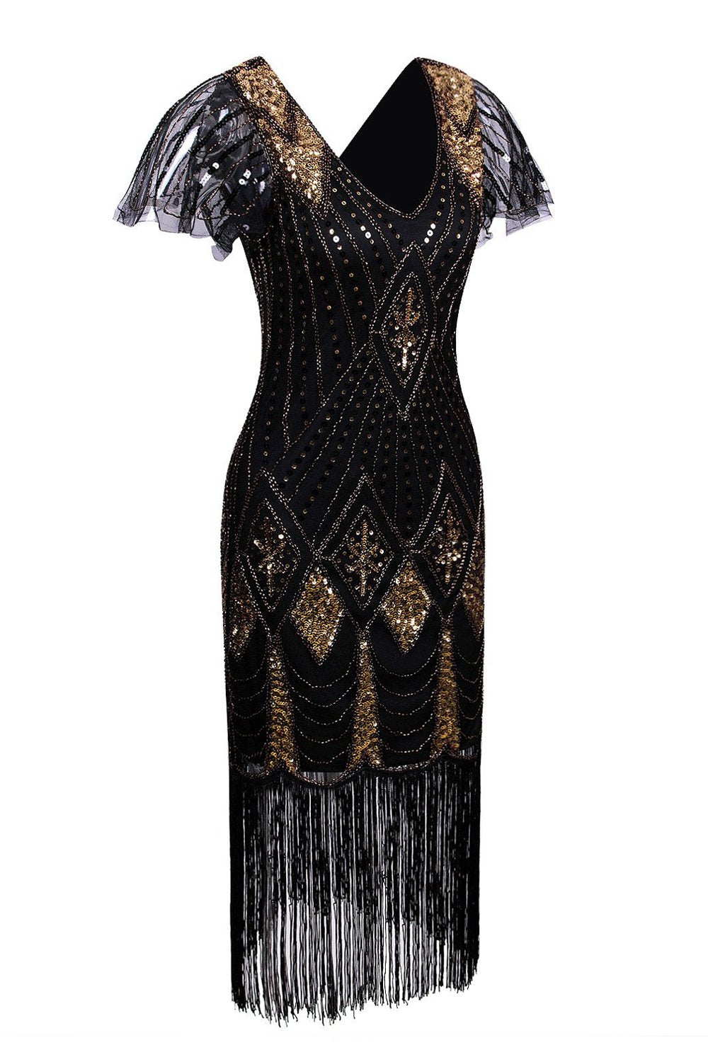 Black Flapper Sequins 1920s Dress