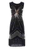 1920s Silver Sequins Fringe Flapper Dress