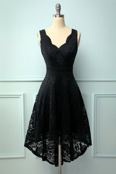 Black v neck lace dress discount