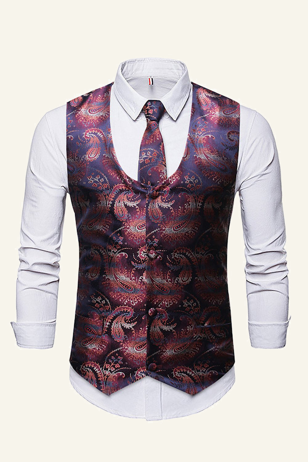 Single Breasted Lapel Print Men's Suit Vest