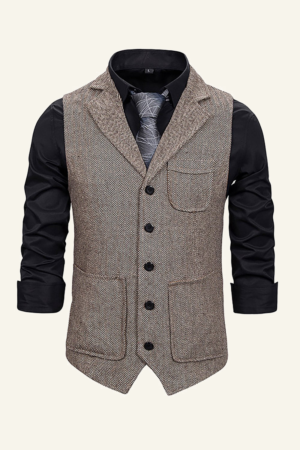 Notch Lapel Single Breasted Men's Suit Vest