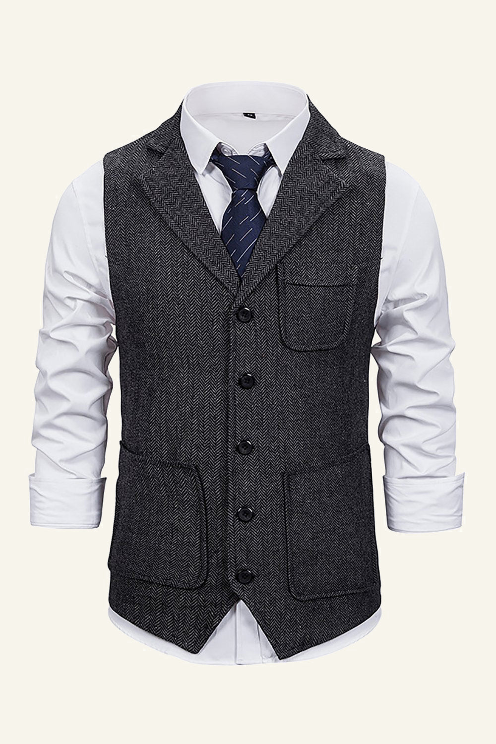 Notch Lapel Single Breasted Men's Suit Vest