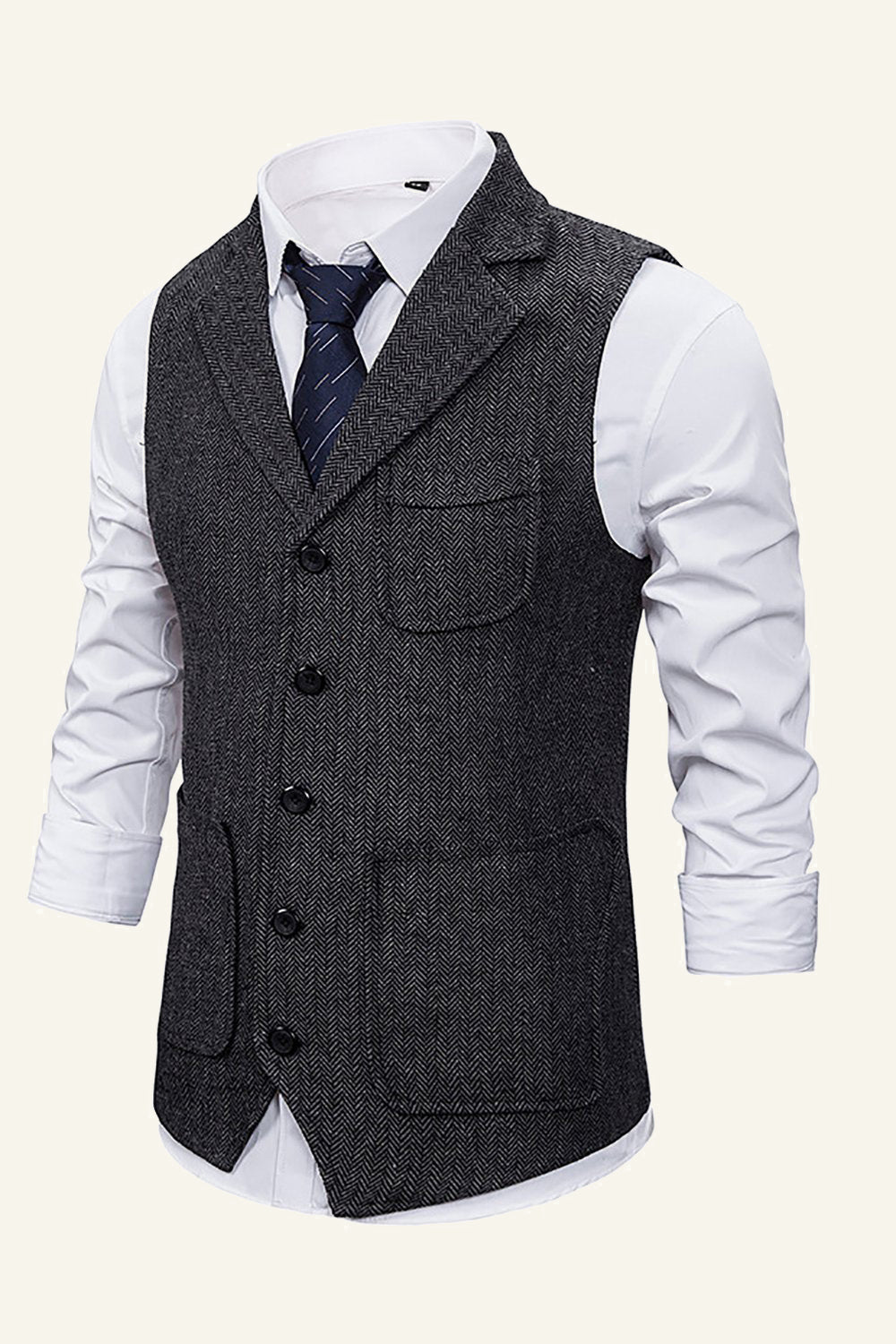 Notch Lapel Single Breasted Men's Suit Vest