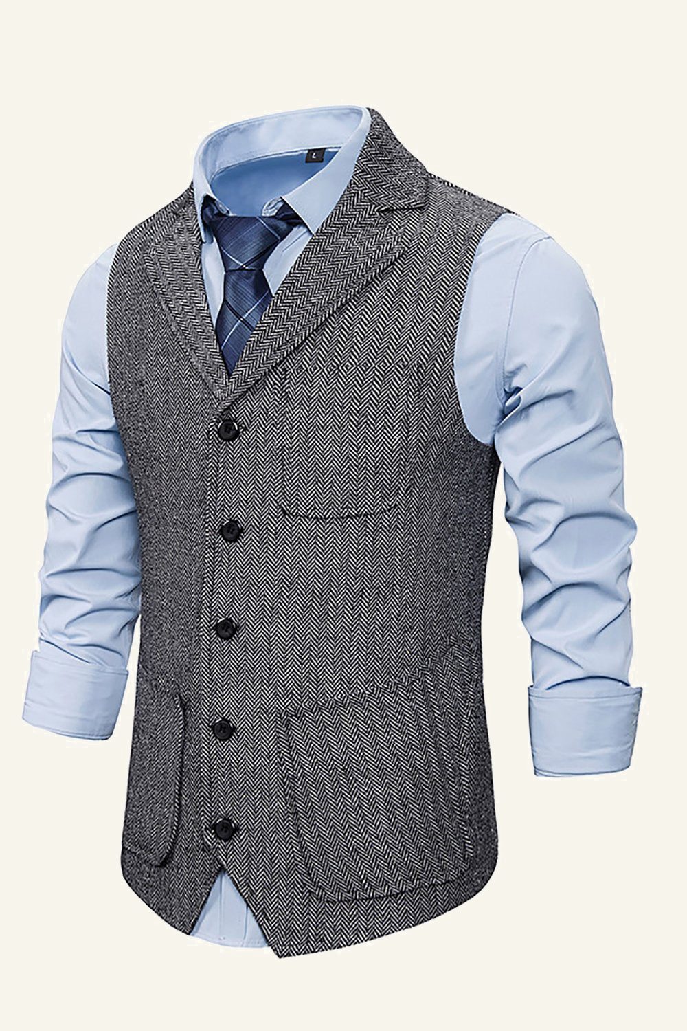 Notch Lapel Single Breasted Men's Suit Vest