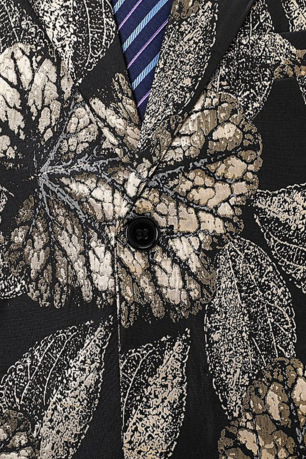 Black and Golden Notched Lapel Jacquard Men's Blazer