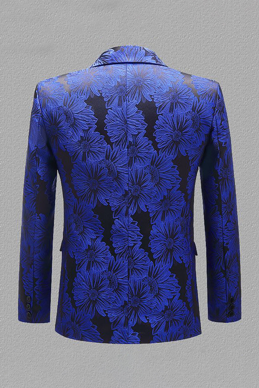 Grey Silver Jacquard Peak Lapel Men's Prom Blazer