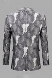 Grey Silver Jacquard Peak Lapel Men's Prom Blazer