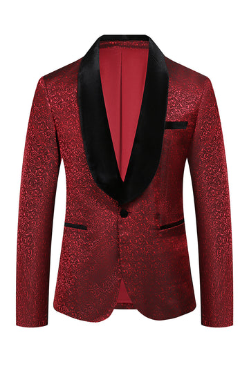 Red Jacquard 2 Piece Men's Prom Suits