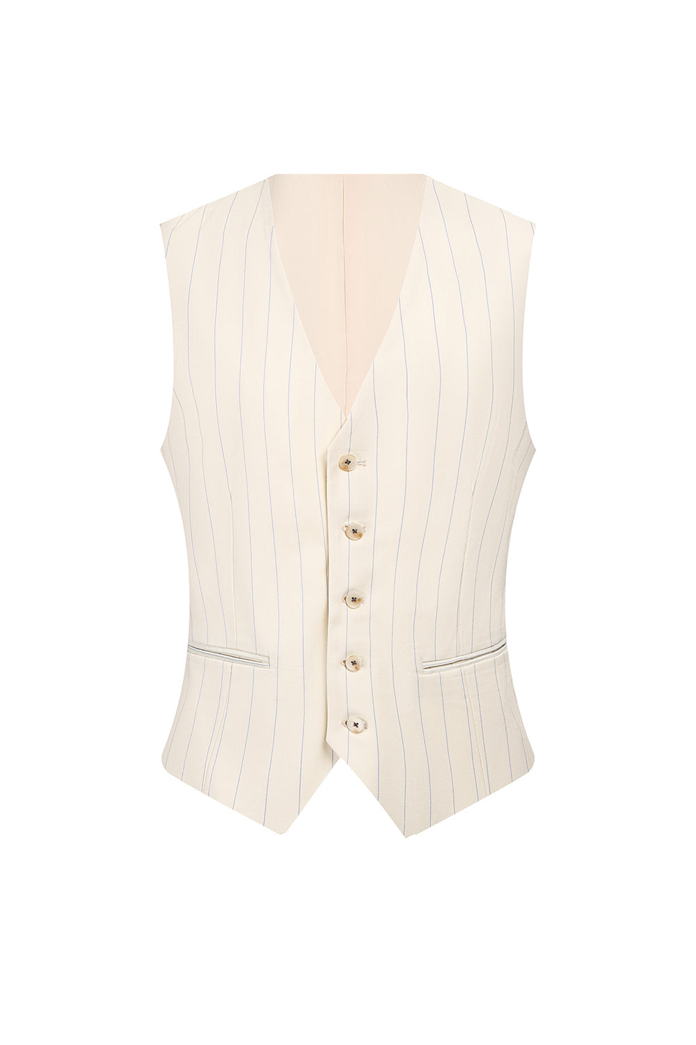 White 3 Piece Pinstriped Men Prom Suits