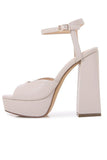Ivory Chunky Heeled Ankle Strap Platform Sandal