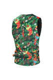 Green Printed 3 Piece Notched Lapel Christmas Men's Suits
