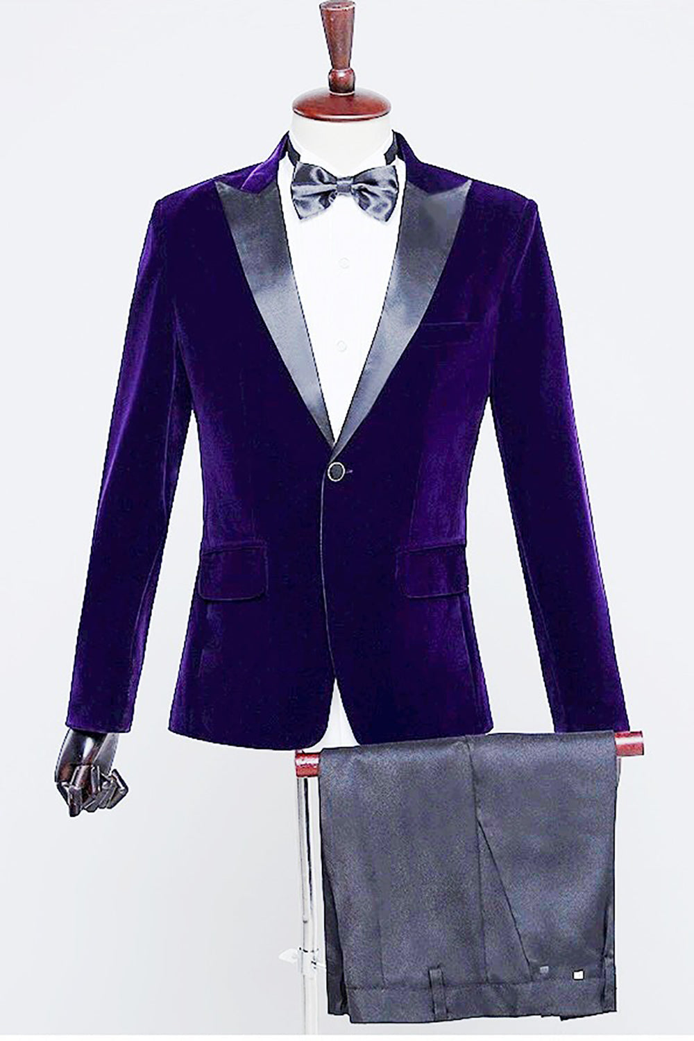 Black Velvet Peaked Lapel Tuxedo Blazer