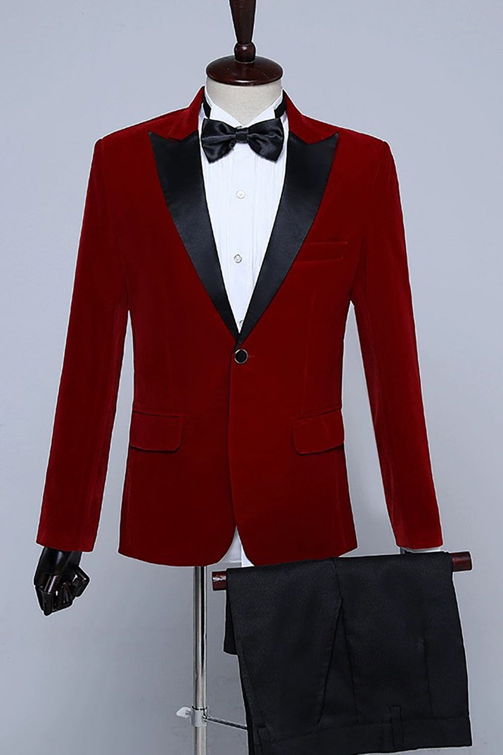 Black Velvet Peaked Lapel Tuxedo Blazer