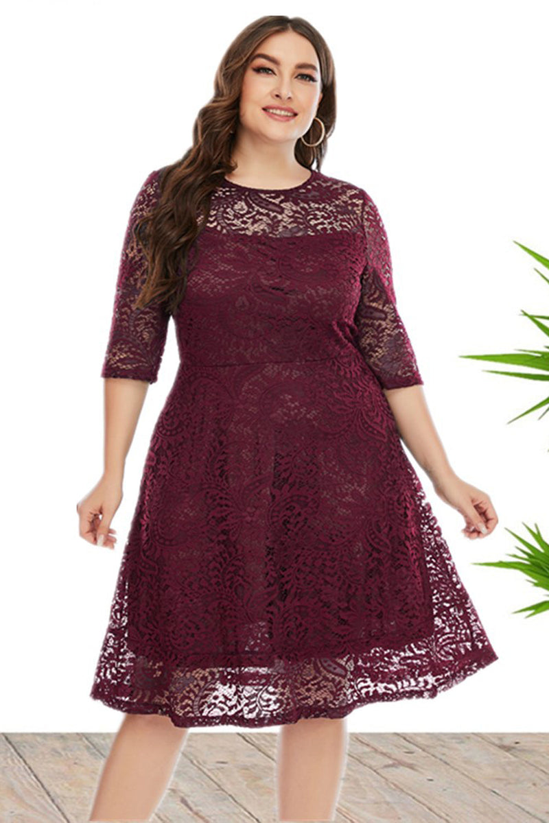 Plus size store lace party dress