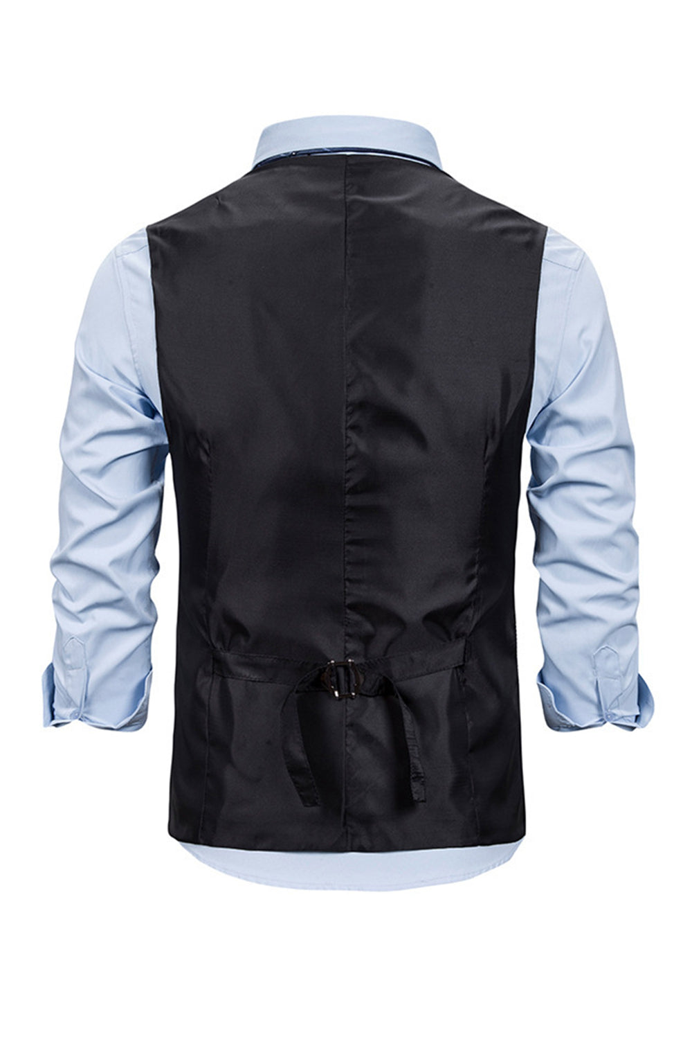 V Neck Single Breasted Men's Grey Casual Vest