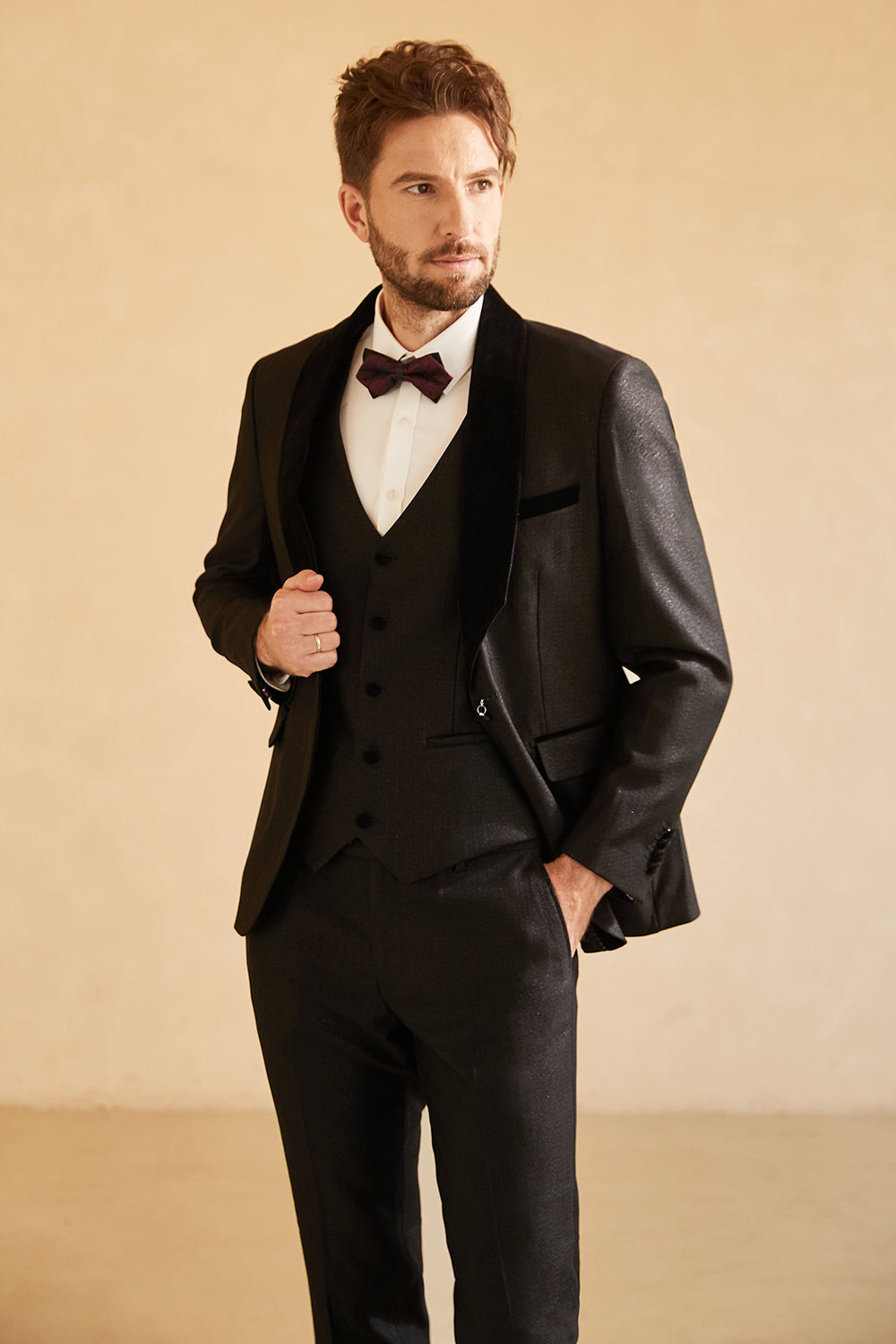 Navy Shawl Lapel One Button Suits For Men