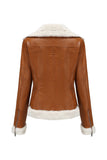 Black Fleece Zip Up Notched Lapel Short Coat