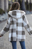 Load image into Gallery viewer, Grey Plaid Fleece Hooded Thickened Coat