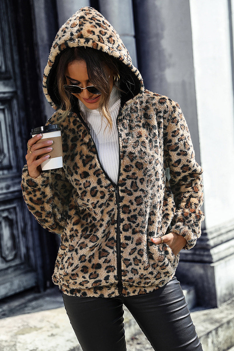 Hooded leopard 2025 print jacket