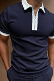 Dark Blue Men's Polo Shirt with Short Sleeves