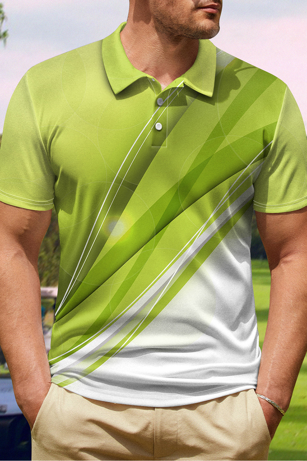 Classic Green Men's Polo Shirt with Short Sleeves