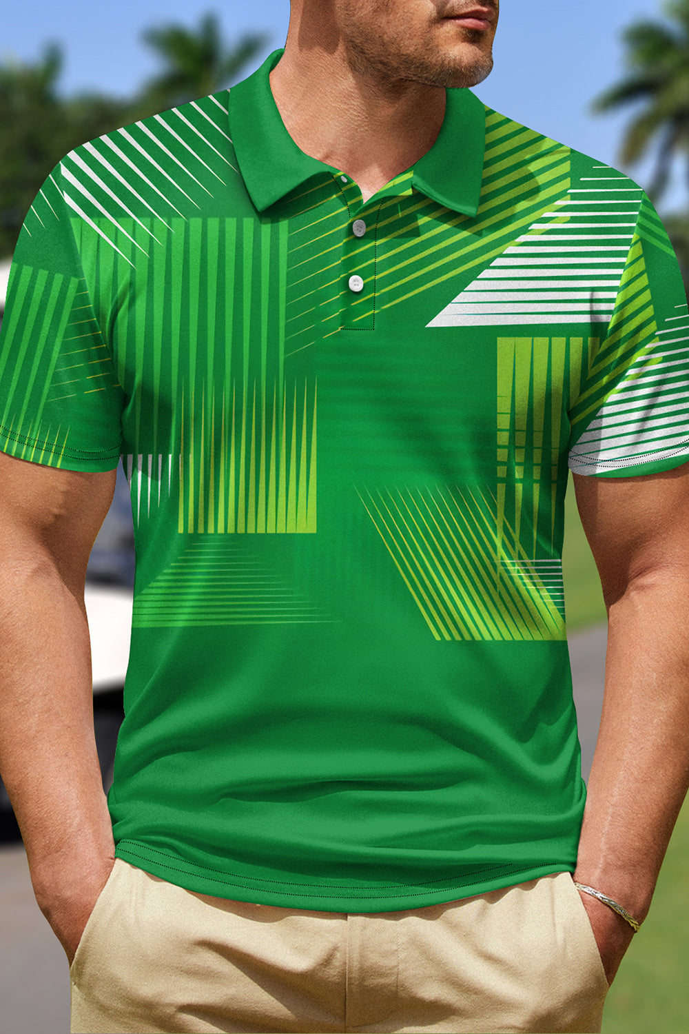 Green Short Sleeves Polo Shirt for Men