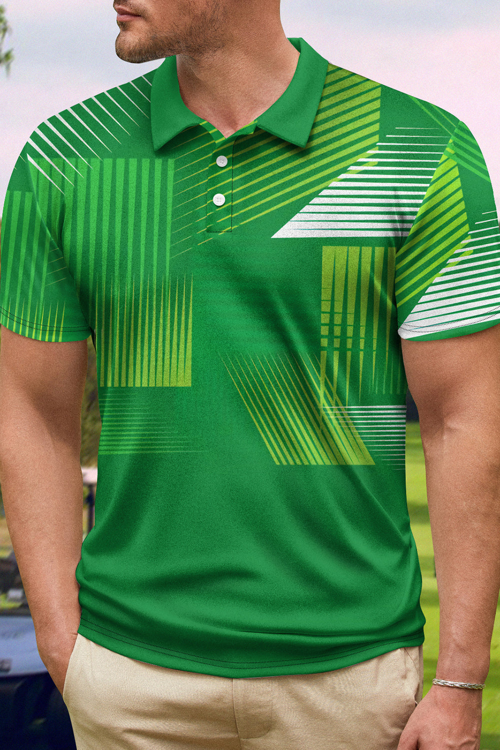 Green Short Sleeves Polo Shirt for Men
