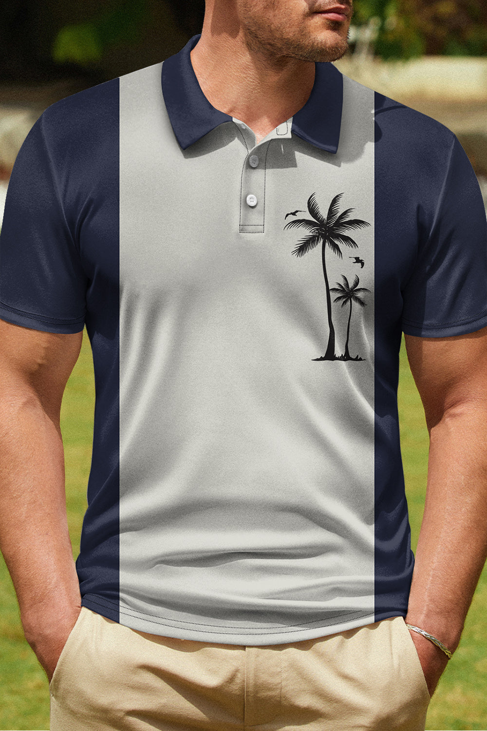 Classic Grey Short Sleeves Men's Polo Shirt