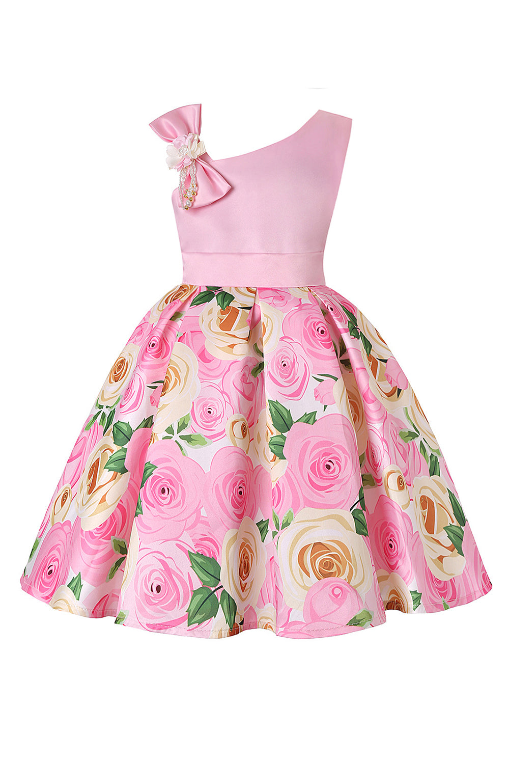 Floral Purple Sleeveless Girls' Party Dress