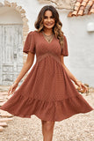 Apricot V Neck A Line Summer Dress