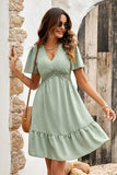 Apricot V Neck A Line Summer Dress