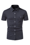 Black Slim Fit Short Sleeves Tops for Men