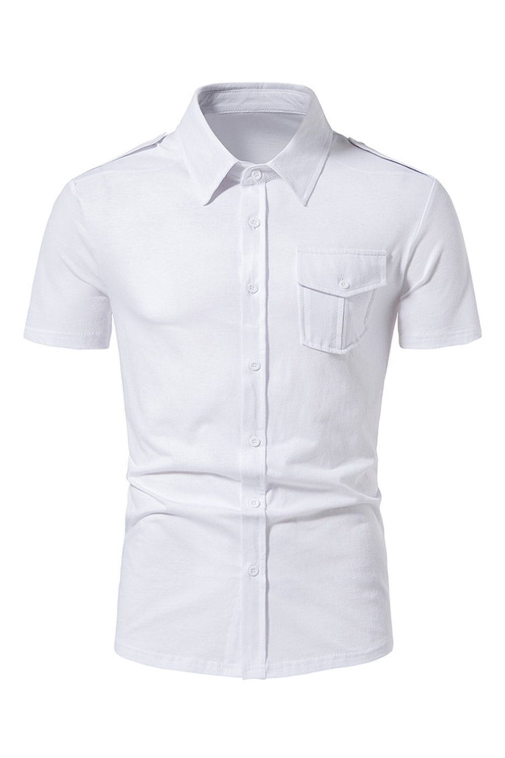 Black Slim Fit Short Sleeves Tops for Men