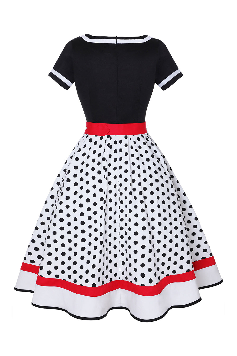 Black V-neck Polka Dots 1950s Dress