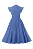 Yellow Solid Swing 1950s Dress with Bow