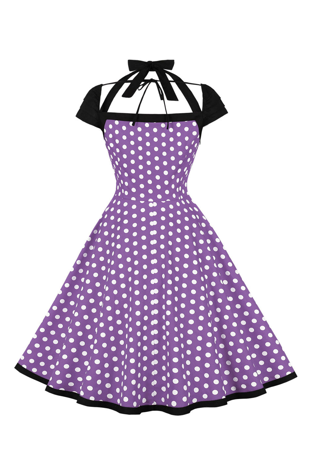 Red Polka Dots Halter Swing 1950s Dress