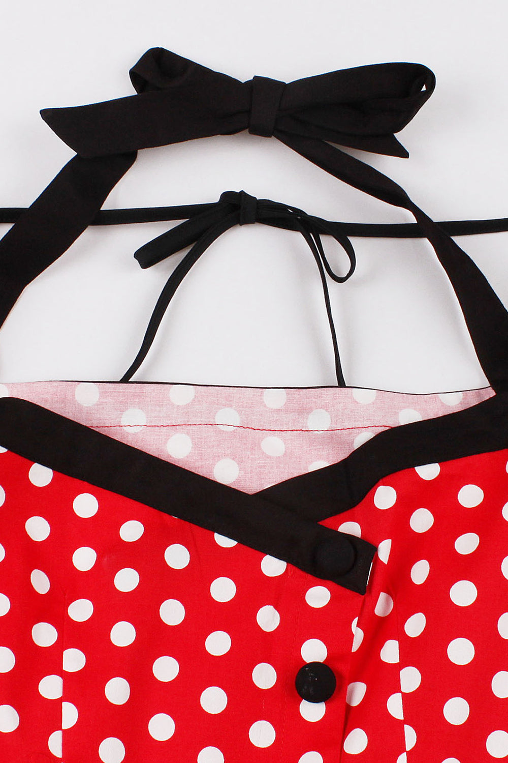 Red Polka Dots Halter Swing 1950s Dress