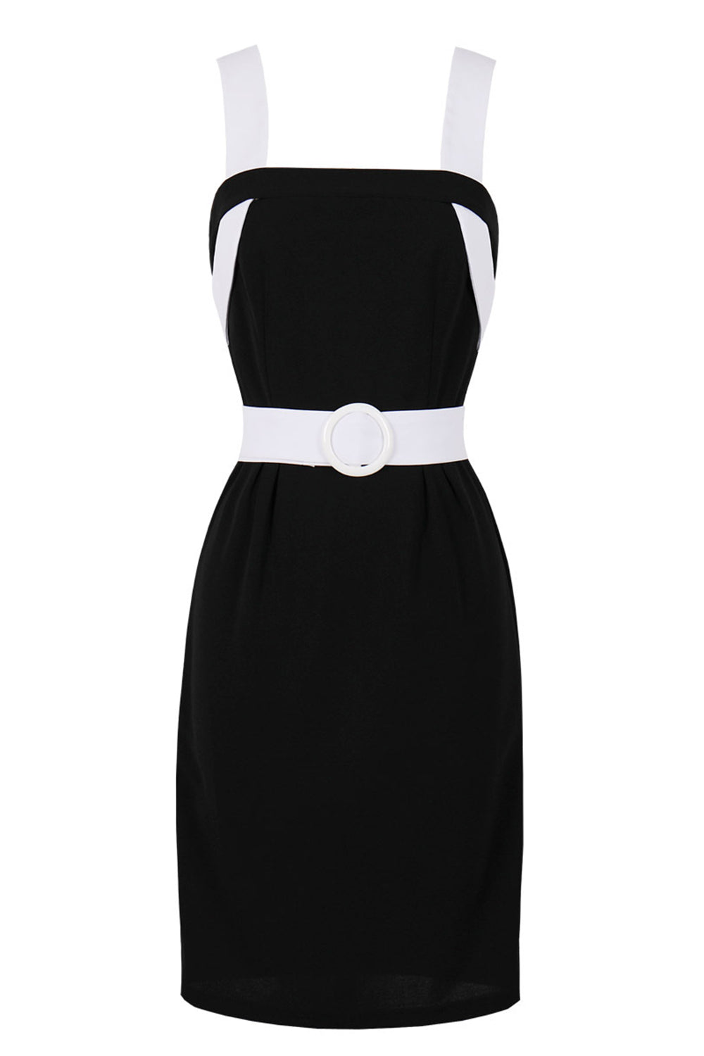 Square Neck Black Bodycon 1960s Dress