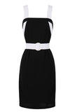 Square Neck Black Bodycon 1960s Dress