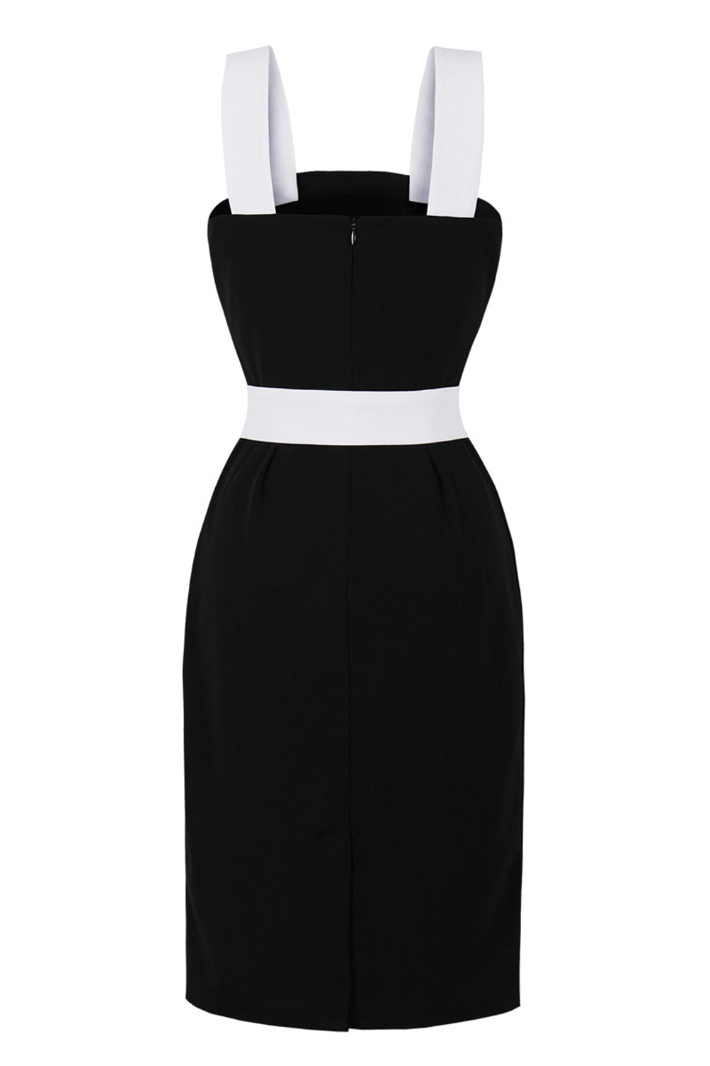 Square Neck Black Bodycon 1960s Dress