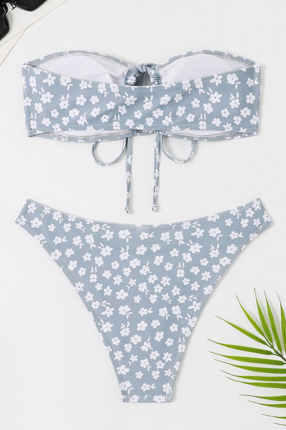 Two Piece Tube Top Pink Floral Swimsuit